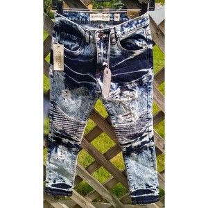 Evolution in Design NWT Stonewashed Jeans Youth Size Slim 16 ribbed knees, holes